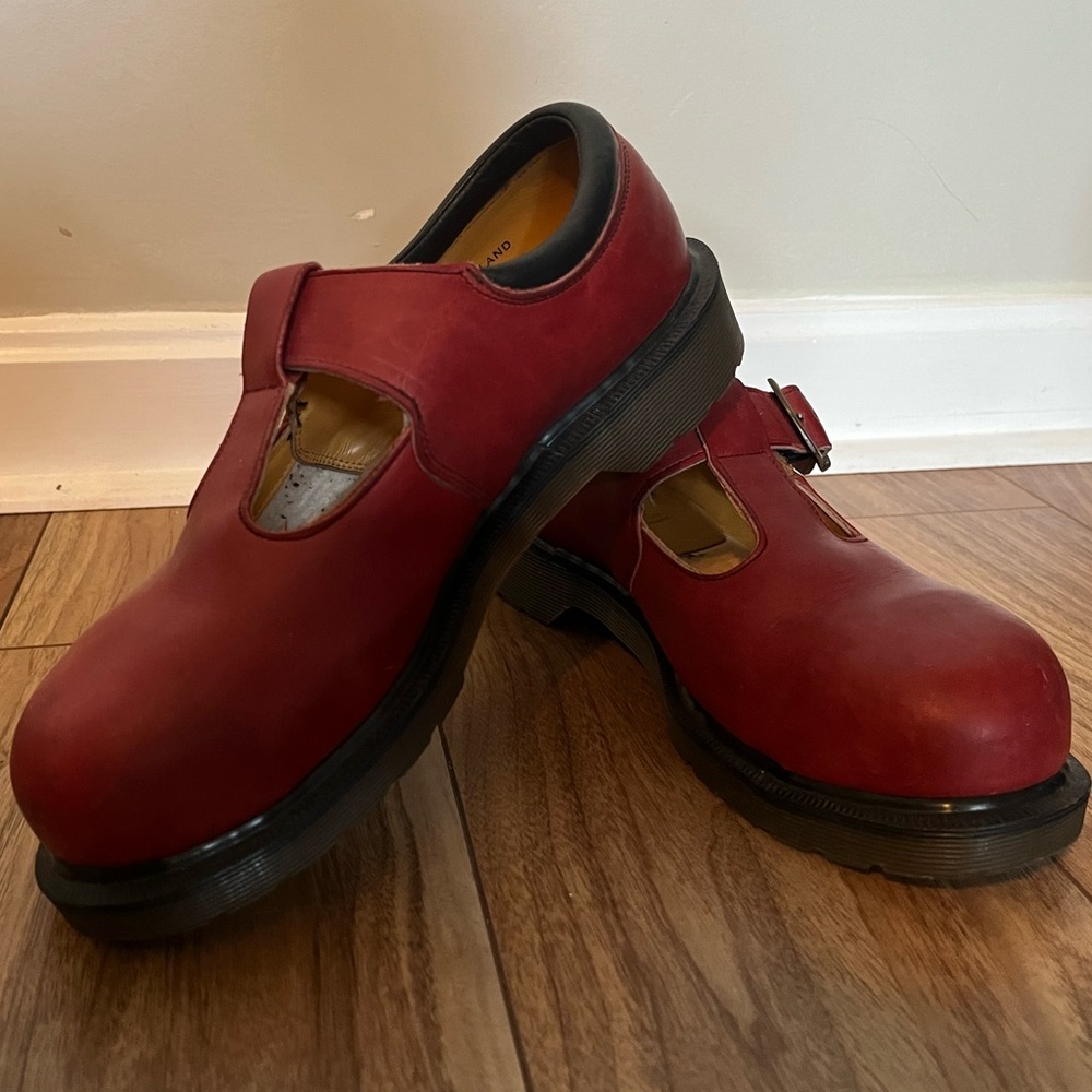 Vintage Dr. Martens T Strap Mary Jane Steel Toe Shoes Made in England
